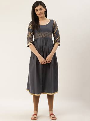 Varkha Fashion Cotton Round Neck Anarkali 1