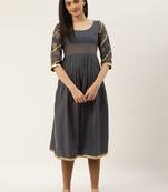 Varkha Fashion Cotton Round Neck Anarkali