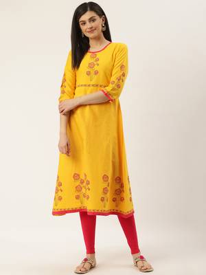Varkha Fashion Cotton Round Neck Straight 1