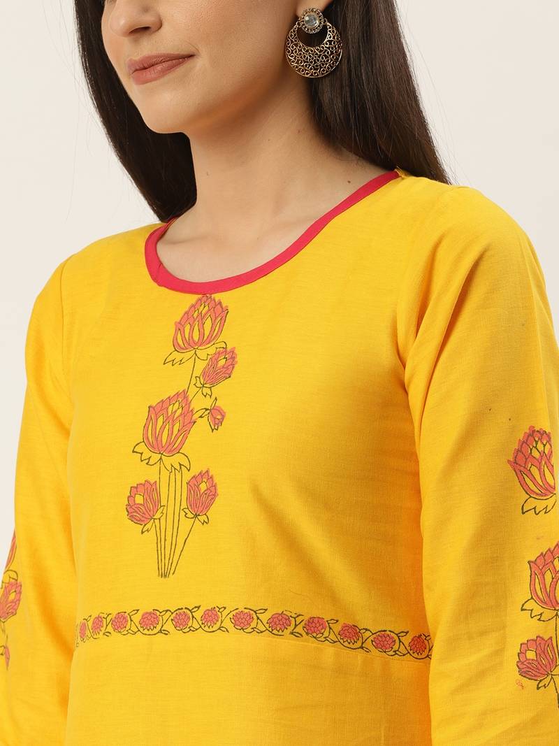 Varkha Fashion Cotton Round Neck Straight