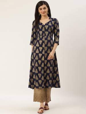Varkha Fashion Rayon Collar Neck Slit Anarkali Kurta 1
