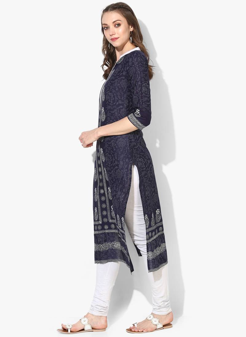 Varkha Fashion Cotton Collar Neck Straight Kurta