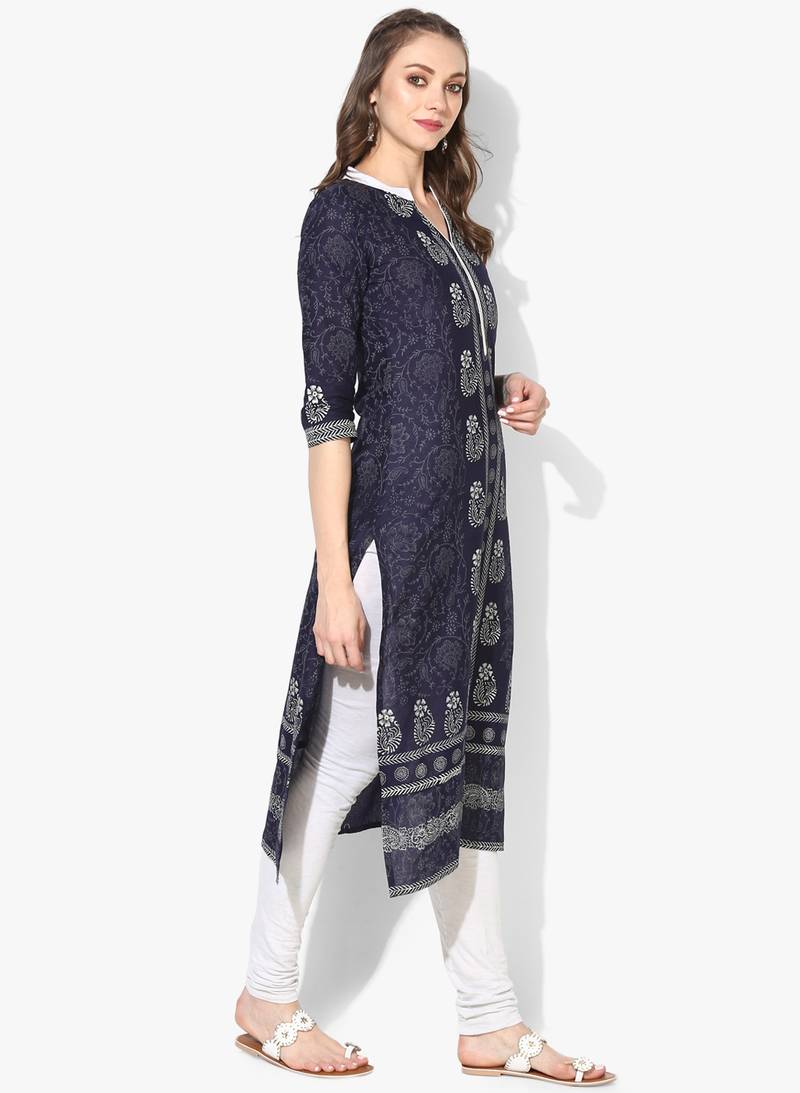 Varkha Fashion Cotton Collar Neck Straight Kurta