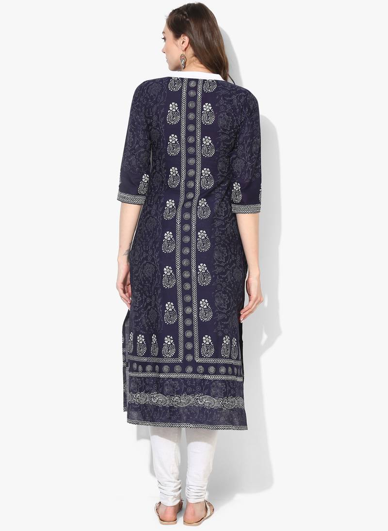 Varkha Fashion Cotton Collar Neck Straight Kurta