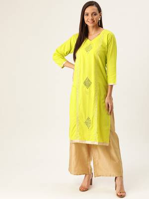Varkha Fashion Cotton Sweetheart Neck Straight Kurta 1