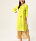 Varkha Fashion Cotton Sweetheart Neck Straight Kurta