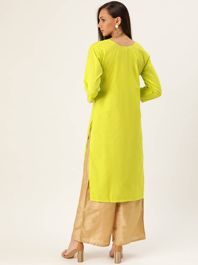 Varkha Fashion Cotton Sweetheart Neck Straight Kurta
