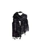 Stole For Women - Designer Hand Work White Threaded Square Grid Hijab - Black