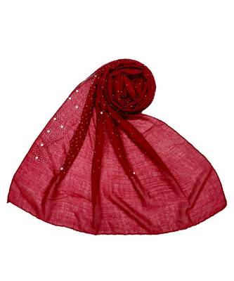 Stole For Women - RESTOCKED - BEST SELLER BACK IN STOCK - Premium Cotton Rain Drop Hijab - Maroon 1