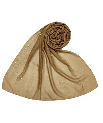 Stole For Women - RESTOCKED - BEST SELLER BACK IN STOCK - Premium Cotton Rain Drop Hijab - Brown 1