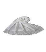 Stole For Women Choice - Cotton Fabric - Stripes and Patches Embroidered All Over The Hijab - White