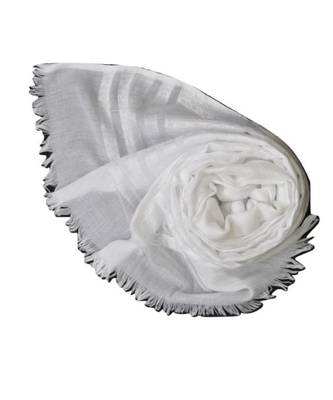 Stole For Women Choice - Cotton Fabric - Stripes and Patches Embroidered All Over The Hijab - White 2