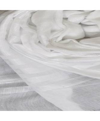 Stole For Women Choice - Cotton Fabric - Stripes and Patches Embroidered All Over The Hijab - White 4