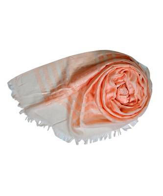 Stole For Women Choice - Cotton Fabric - Stripes and Patches Embroidered All Over The Hijab - Orange 2