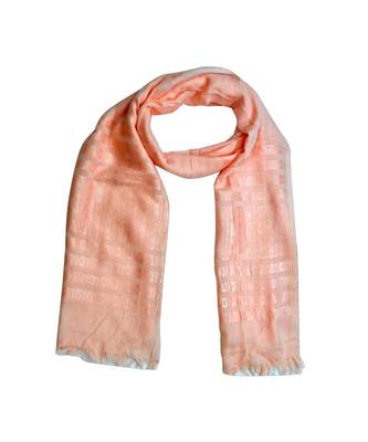 Stole For Women Choice - Cotton Fabric - Stripes and Patches Embroidered All Over The Hijab - Orange 3