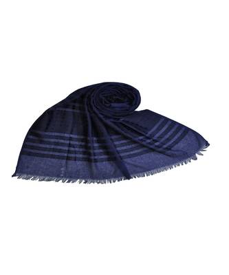 Stole For Women Choice - Cotton Fabric - Stripes and Patches Embroidered All Over The Hijab - Blue 1