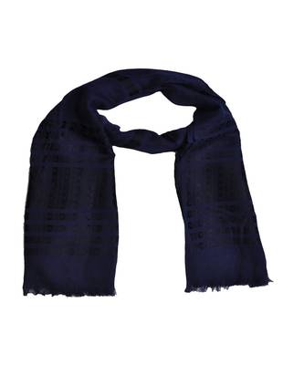 Stole For Women Choice - Cotton Fabric - Stripes and Patches Embroidered All Over The Hijab - Blue 3