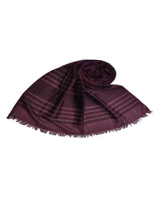 Stole For Women Choice - Cotton Fabric - Stripes and Patches Embroidered All Over The Hijab - Purple 1