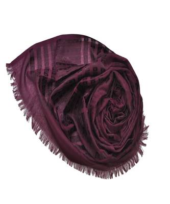 Stole For Women Choice - Cotton Fabric - Stripes and Patches Embroidered All Over The Hijab - Purple 2