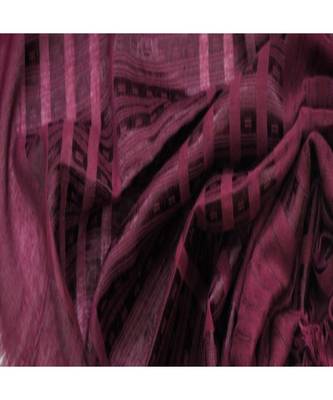 Stole For Women Choice - Cotton Fabric - Stripes and Patches Embroidered All Over The Hijab - Purple 4