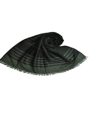 Stole For Women Choice - Cotton Fabric - Stripes and Patches Embroidered All Over The Hijab - Green 1