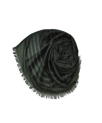 Stole For Women Choice - Cotton Fabric - Stripes and Patches Embroidered All Over The Hijab - Green 2
