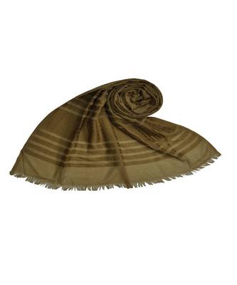 Stole For Women Choice - Cotton Fabric - Stripes and Patches Embroidered All Over The Hijab - Brown 1