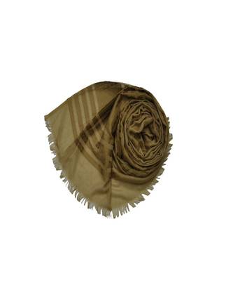 Stole For Women Choice - Cotton Fabric - Stripes and Patches Embroidered All Over The Hijab - Brown 2