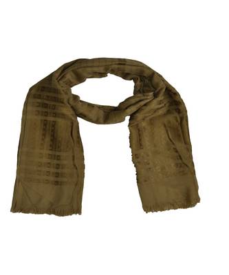Stole For Women Choice - Cotton Fabric - Stripes and Patches Embroidered All Over The Hijab - Brown 3