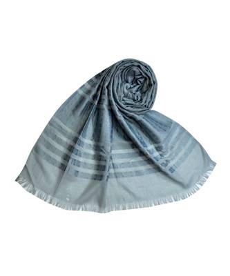 Stole For Women Choice - Cotton Fabric - Stripes and Patches Embroidered All Over The Hijab - Grey 1