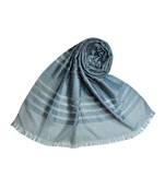 Stole For Women Choice - Cotton Fabric - Stripes and Patches Embroidered All Over The Hijab - Grey