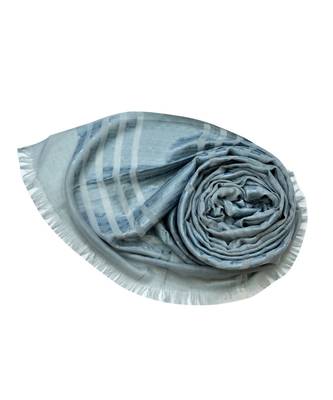 Stole For Women Choice - Cotton Fabric - Stripes and Patches Embroidered All Over The Hijab - Grey 2