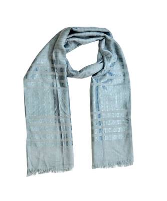 Stole For Women Choice - Cotton Fabric - Stripes and Patches Embroidered All Over The Hijab - Grey 3