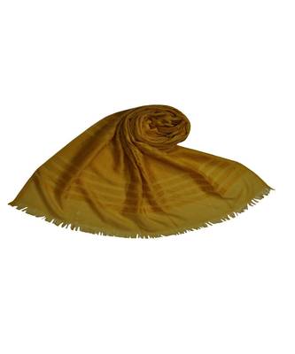 Stole For Women Choice - Cotton Fabric - Stripes and Patches Embroidered All Over The Hijab - Yellow 1
