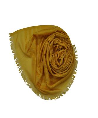 Stole For Women Choice - Cotton Fabric - Stripes and Patches Embroidered All Over The Hijab - Yellow 2