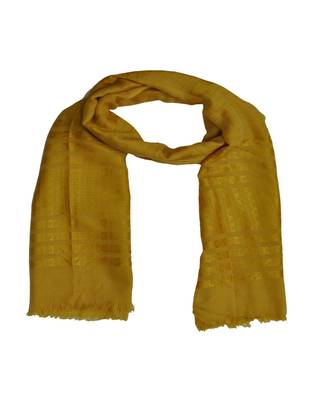 Stole For Women Choice - Cotton Fabric - Stripes and Patches Embroidered All Over The Hijab - Yellow 3