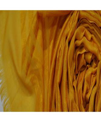 Stole For Women Choice - Cotton Fabric - Stripes and Patches Embroidered All Over The Hijab - Yellow 4