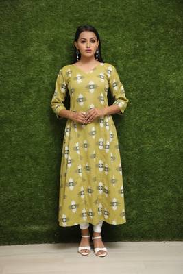 Women Yellow Stichhed Kurti For Girls  1