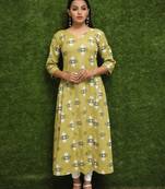 Women Yellow Stichhed Kurti For Girls 