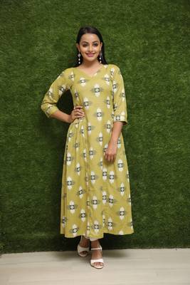 Women Yellow Stichhed Kurti For Girls  2
