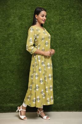 Women Yellow Stichhed Kurti For Girls  4