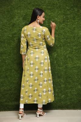 Women Yellow Stichhed Kurti For Girls  5