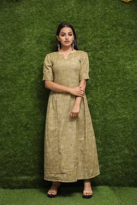 Women Green Long Kurti 2