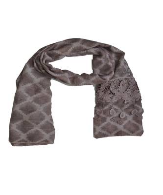 Premium Collection - Cotton Fabric - Diamond Work Heavy Lace Hijab With Fringe's All Over The Stole - Purple 3
