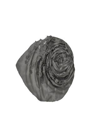 Premium Collection - Cotton Fabric - Diamond Work Heavy Lace Hijab With Fringe's All Over The Stole - Grey 2