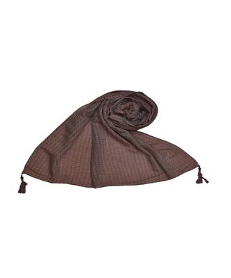 Best Selling Stole - Premium Cotton Fabric - Circular Design All Over The Stole With Fringe's At The Border - Maroon 1
