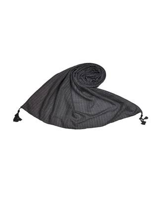 Best Selling Stole - Premium Cotton Fabric - Circular Design All Over The Stole With Fringe's At The Border - Grey 1