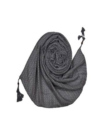Best Selling Stole - Premium Cotton Fabric - Circular Design All Over The Stole With Fringe's At The Border - Grey 3
