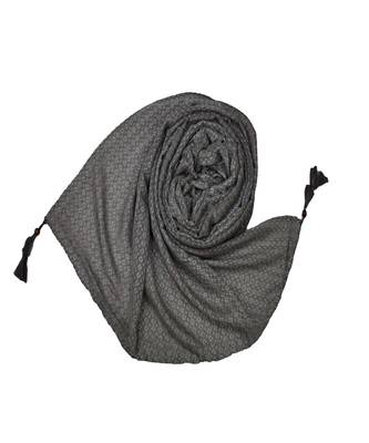 Best Selling Stole - Premium Cotton Fabric - Circular Design All Over The Stole With Fringe's At The Border - Grey 3