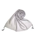 Best Selling Stole - Premium Cotton Fabric - Circular Design All Over The Stole With Fringe's At The Border - Cream